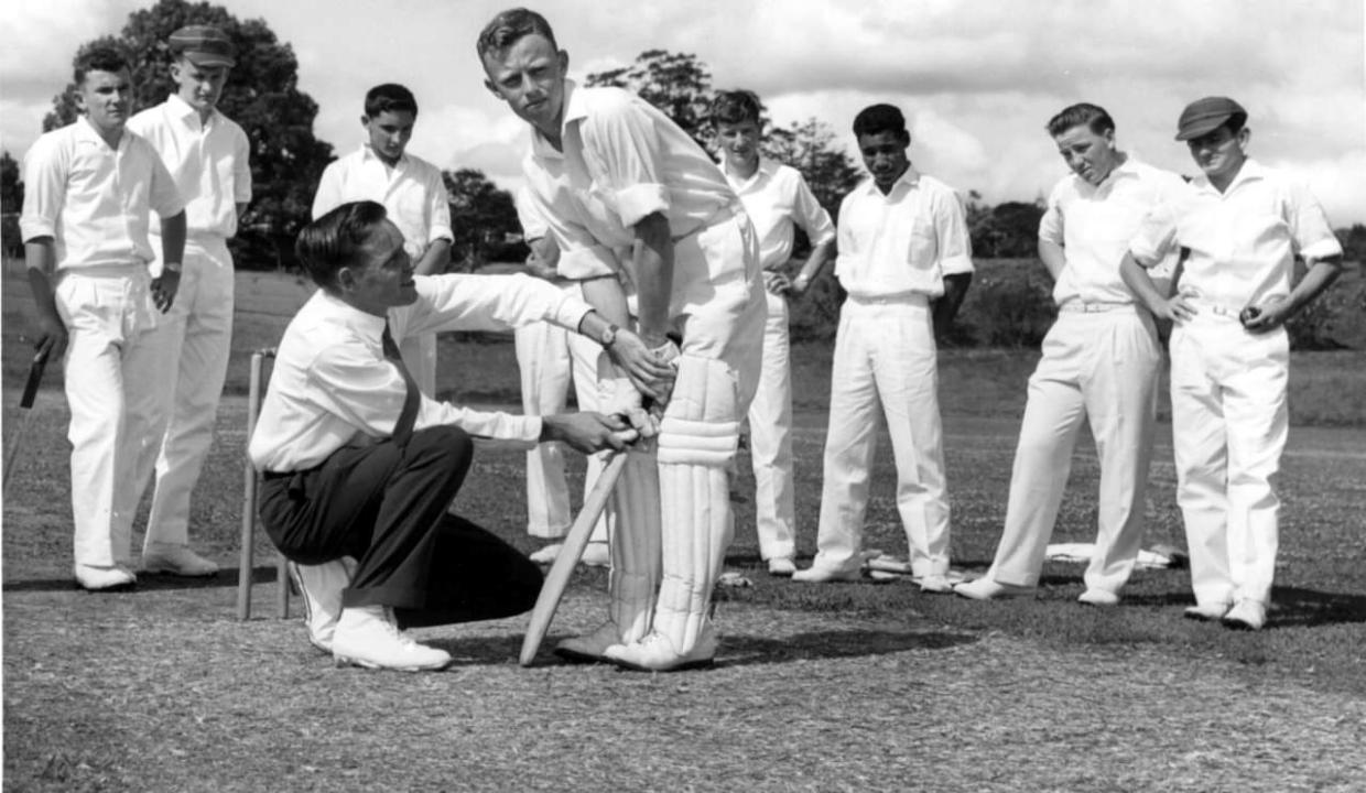 Toowoomba Grammar First XI Cricket team - Coaching session in 1964